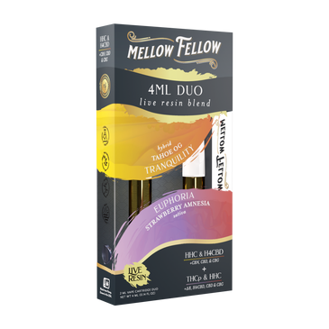 Mellow Felllow - Cartridges - 4ML - Live Resin - Euphoria + Tranquility - Strawberry Amnesia/TahoeOG