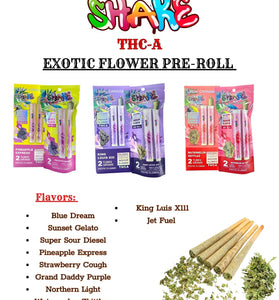 SHAKE EXOTIC THC-A PRE ROLLS 2GRAMS